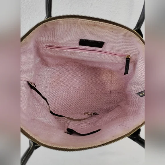 DOONEY & BOURKE Brown Canvas Duck Pattern With Leather Trim Tote - Picture 10 of 15